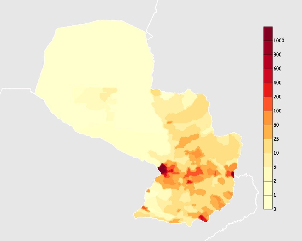 Карта Парагвај клима