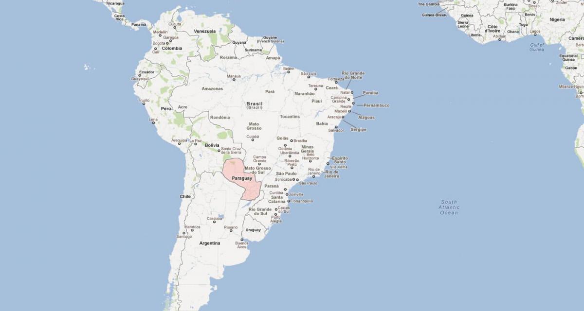 Карта Парагвај Јужна Америка