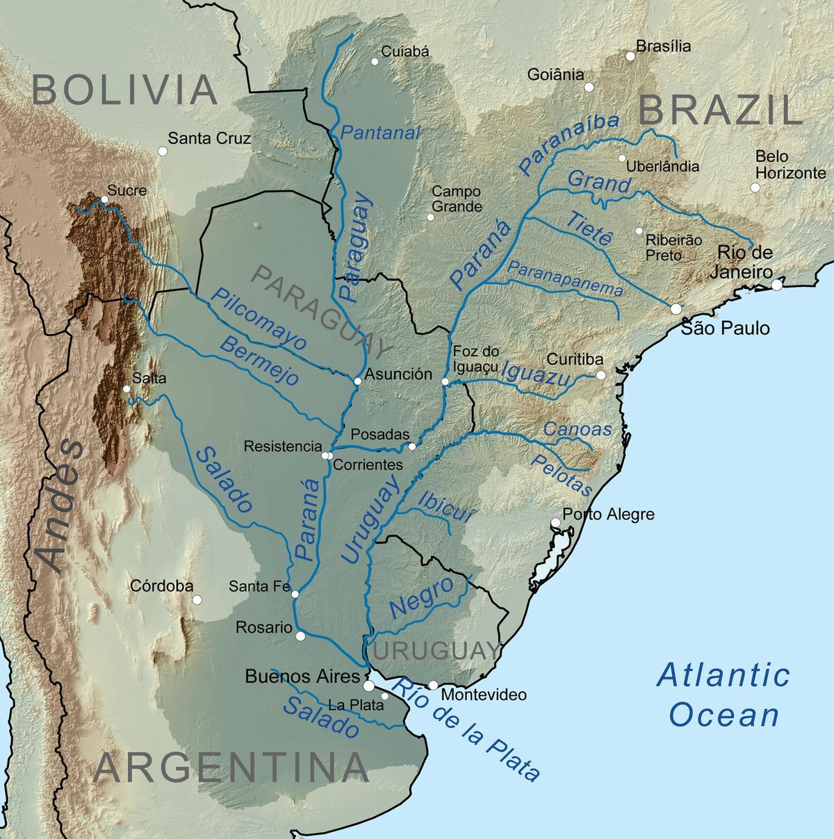Карта реке Парагвај 