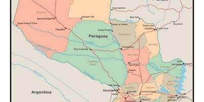Карта Парагваја са градовима